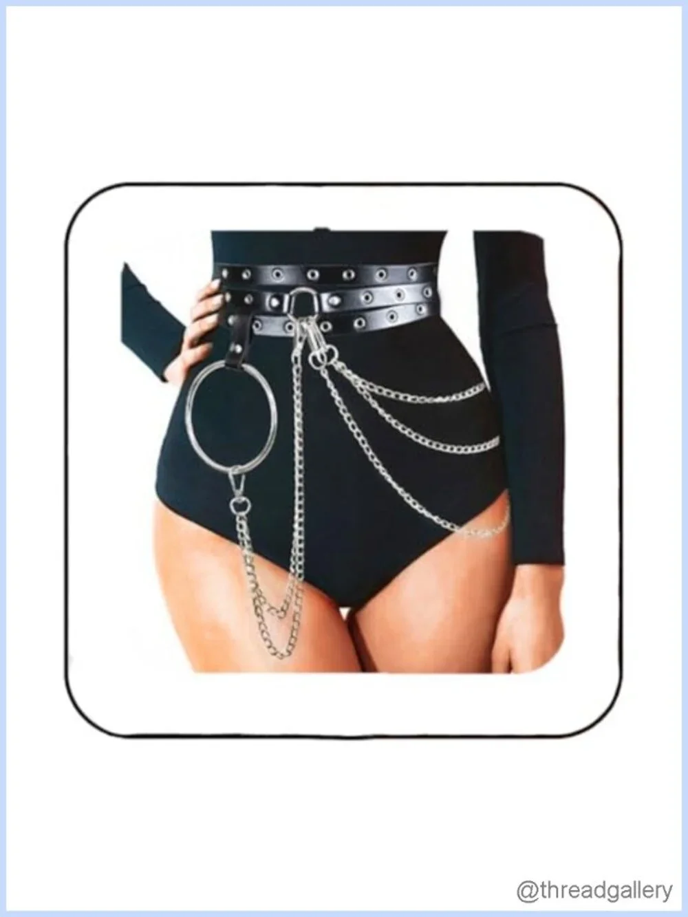 Punk Leather Waist Chain Belt Rave Accessory for Women